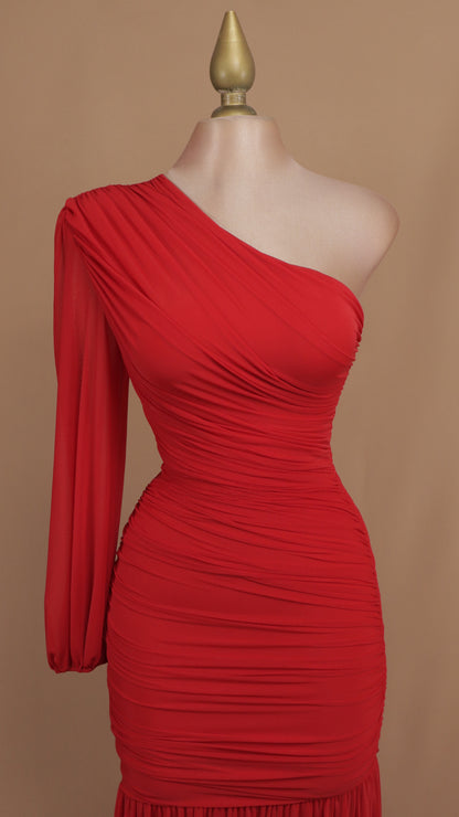 Vestido largo asimétrico manga larga
