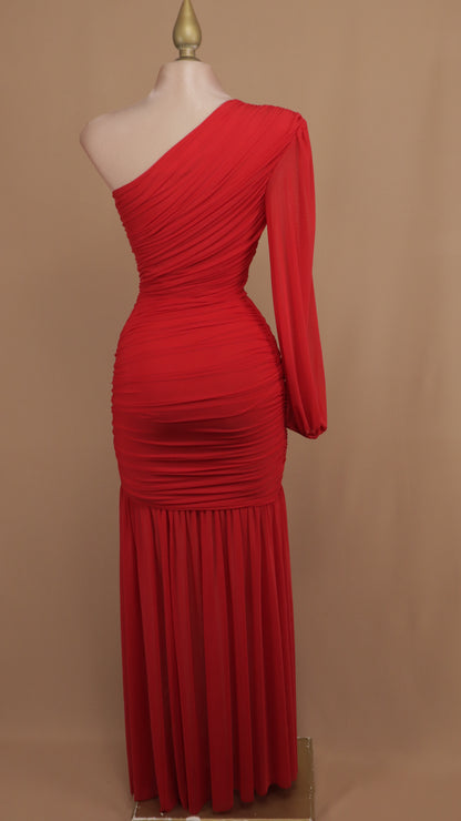 Vestido largo asimétrico manga larga