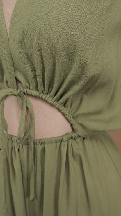 Palazzo tipo lino con escote