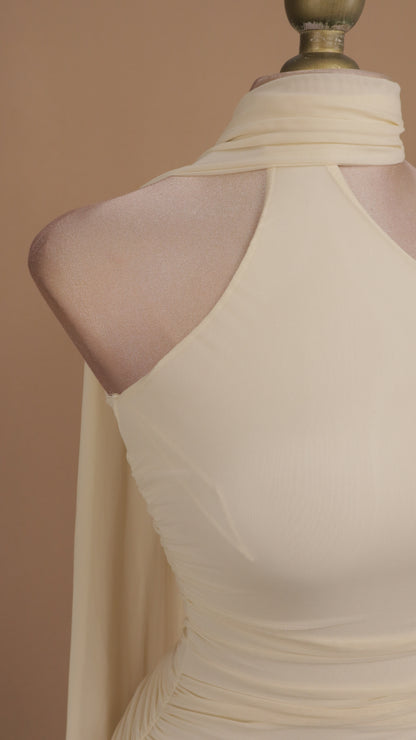 Vestido maxi cuello halter