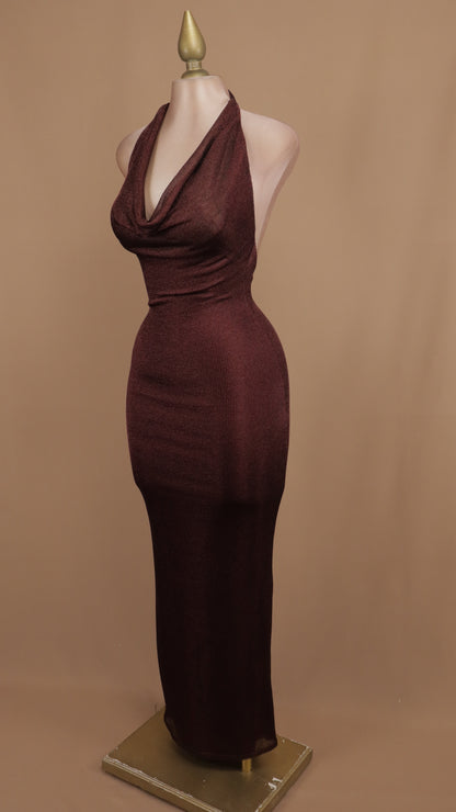 Vestido largo cuello halter pegadito