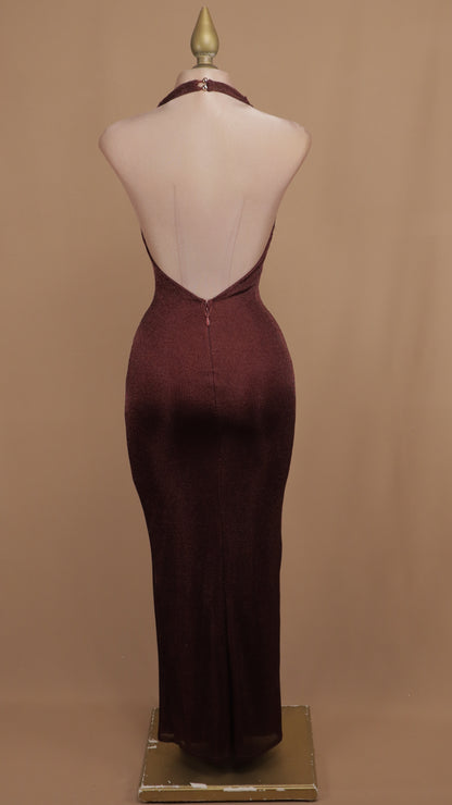 Vestido largo cuello halter pegadito