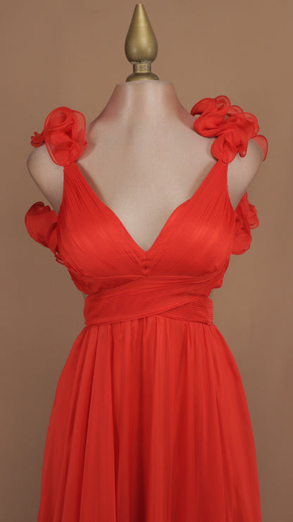 Vestido largo escarola con escote