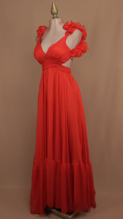 Vestido largo escarola con escote