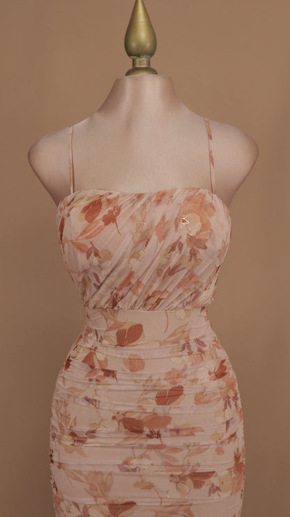 Vestido midi estampado escote de tirante