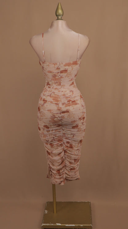 Vestido midi estampado escote de tirante