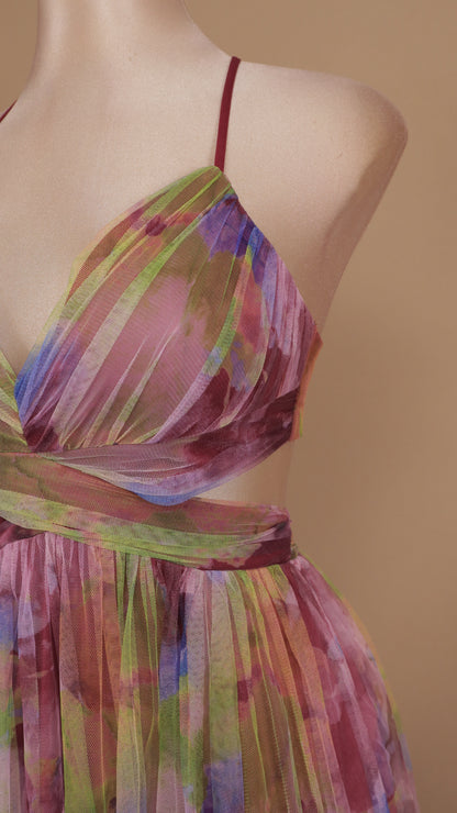 Vestido largo con estampado y escote