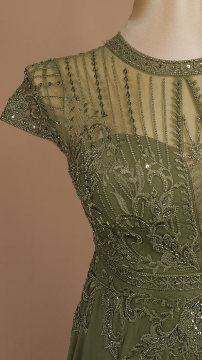 Vestido largo plus size con aplicación y manga 3/4