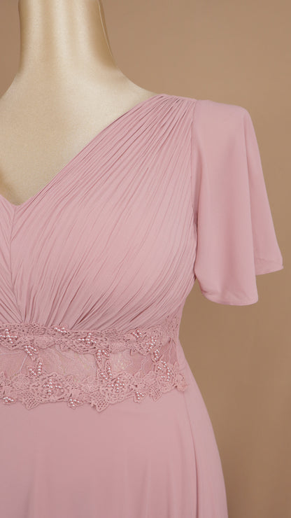 Vestido largo talla extra con aplicación en cintura