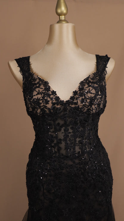 Vestido largo talla extra bordado corte sirena