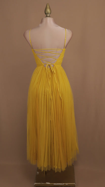 Vestido maxi de tull en línea A con copa y corset