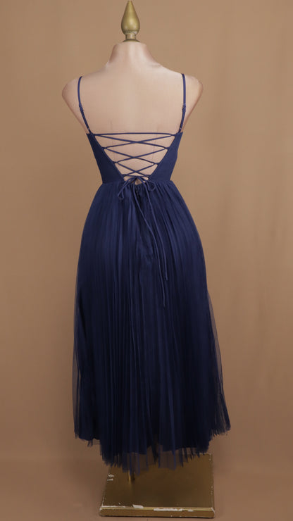 Vestido maxi de tull en línea A con copa y corset