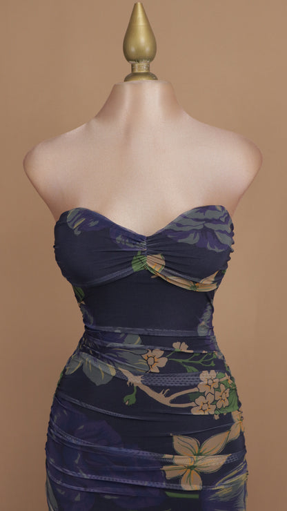 Vestido midi estraple estampado