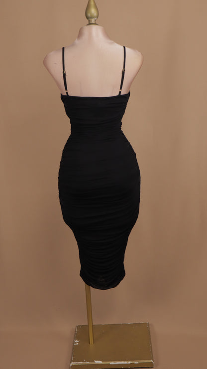 Vestido midi ajustado de tirante y escote en V