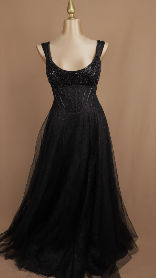 Vestido talla extra con aplicación y destellos