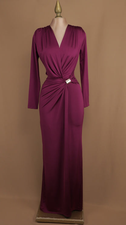 Vestido largo manga larda de licra