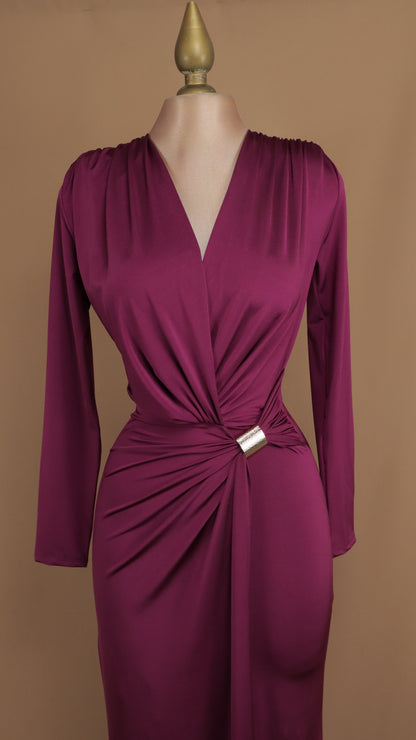 Vestido largo manga larda de licra