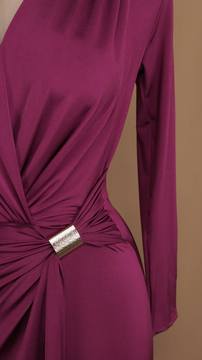 Vestido largo manga larda de licra