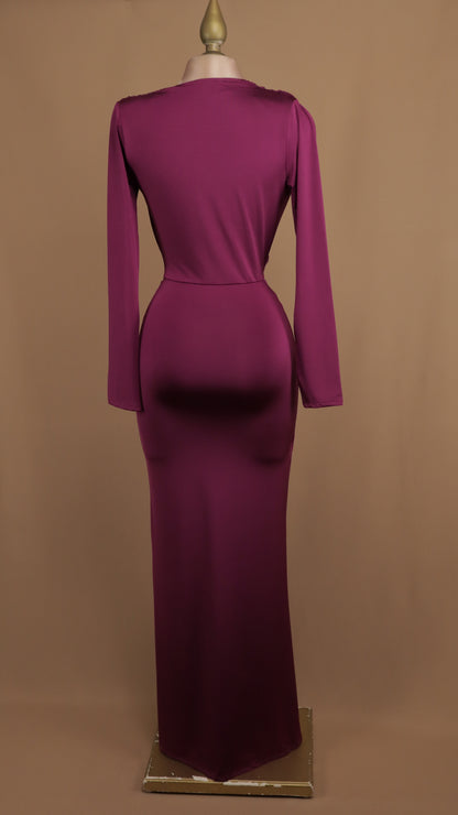 Vestido largo manga larda de licra