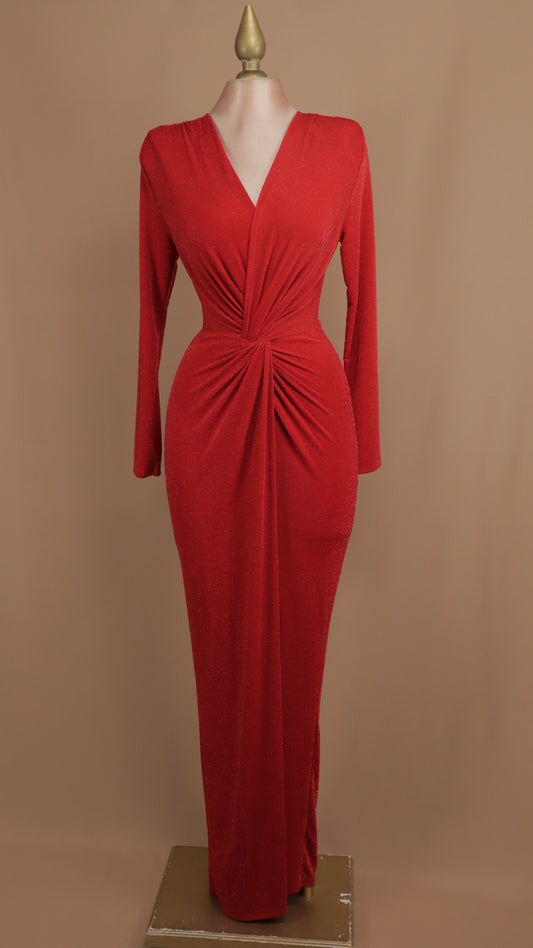 Vestido largo con destello y manga larga