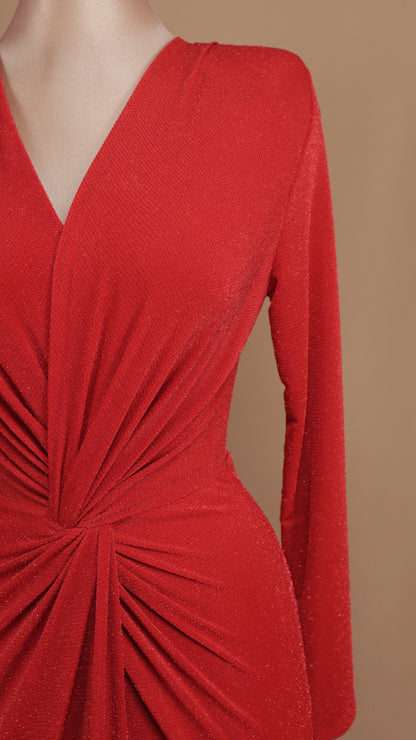 Vestido largo con destello y manga larga