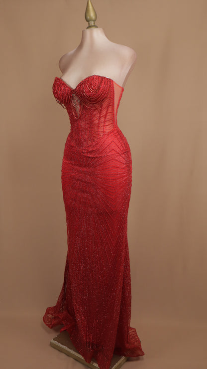 Vestido largo estraple de gala