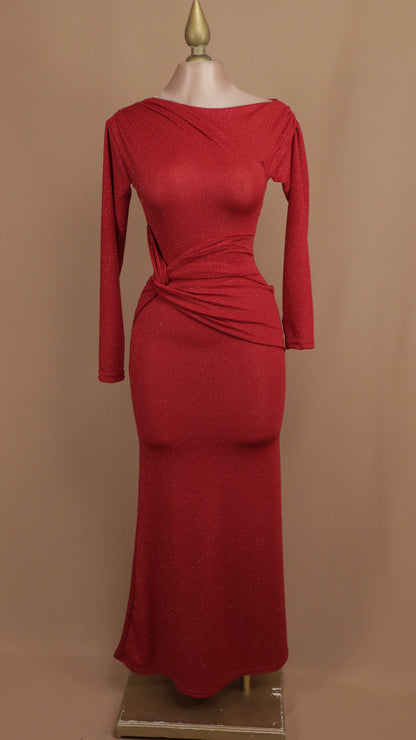 Vestido largo manga larga con destellos