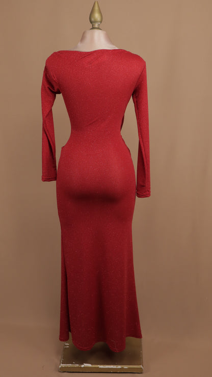 Vestido largo manga larga con destellos