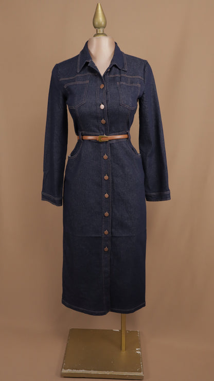 Vestido maxi manga larga de mezclilla