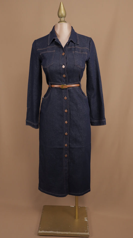 Vestido maxi manga larga de mezclilla