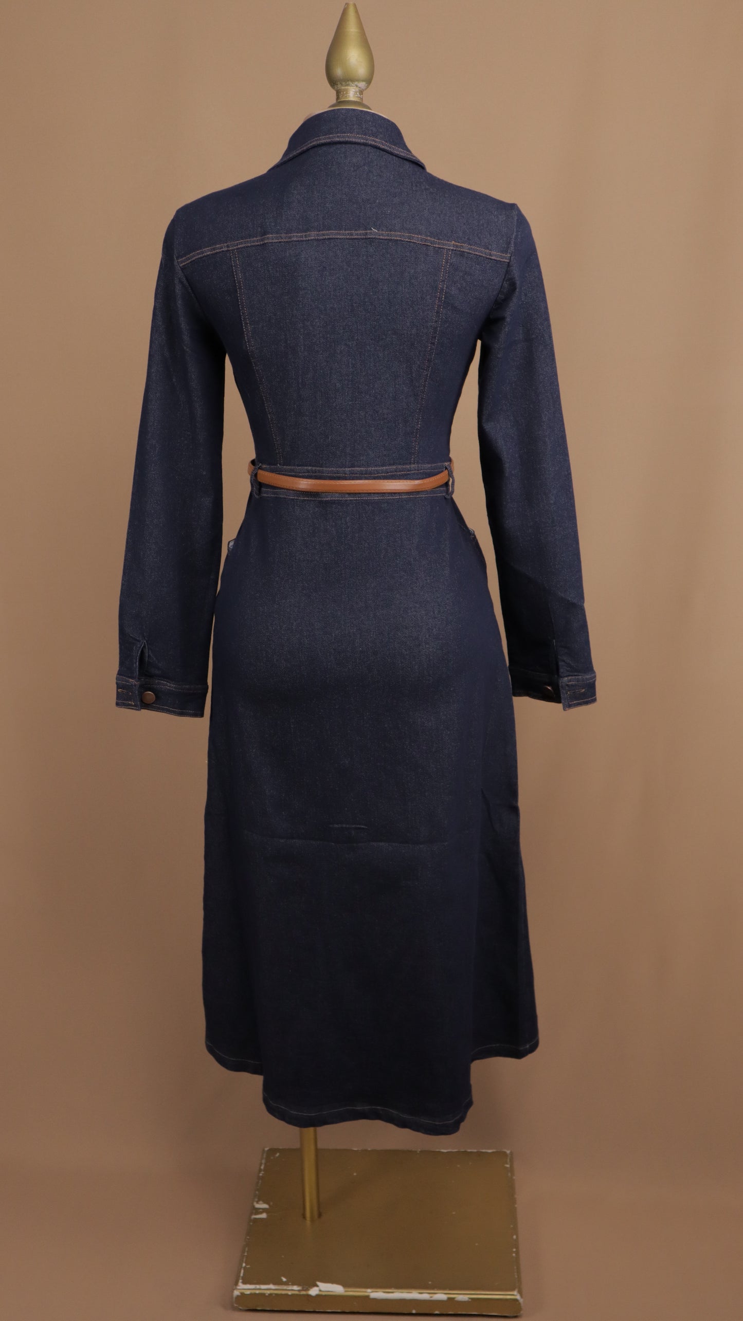 Vestido maxi manga larga de mezclilla