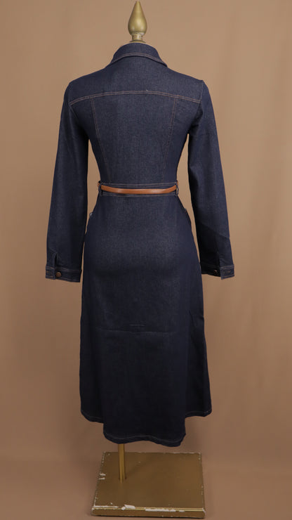 Vestido maxi manga larga de mezclilla