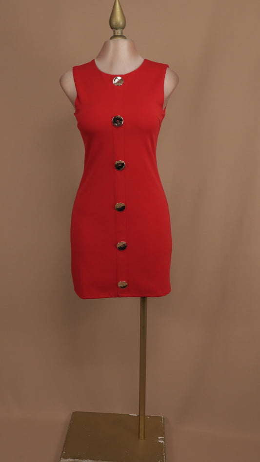 Vestido corto con botones dorados