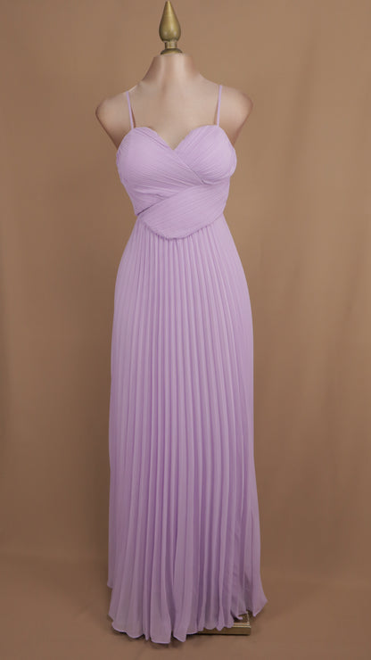 Vestido largo escote corazón plisado