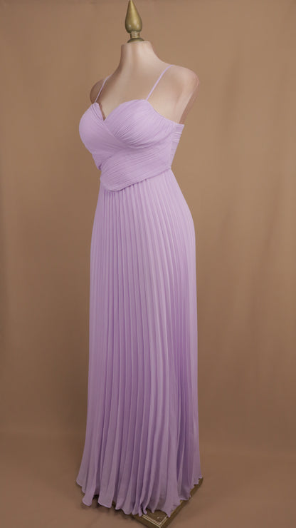 Vestido largo escote corazón plisado
