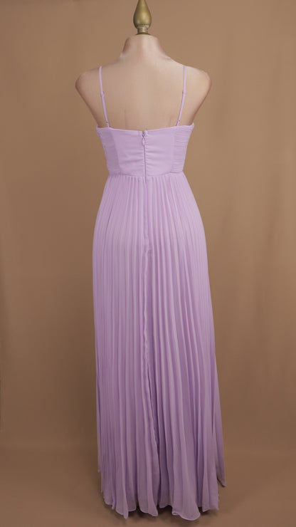 Vestido largo escote corazón plisado