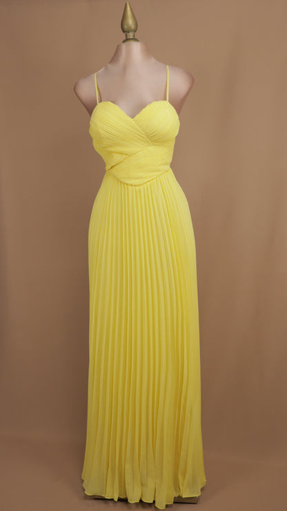 Vestido largo escote corazón plisado
