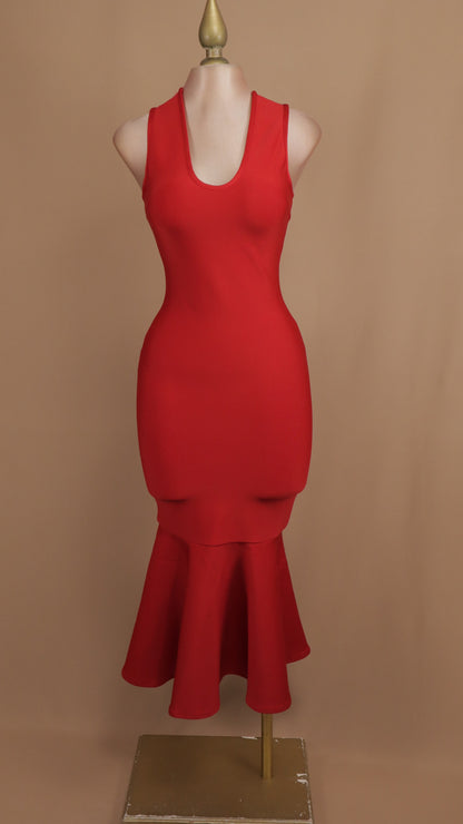 Vestido midi de bandage con escote cruzado en la espalda