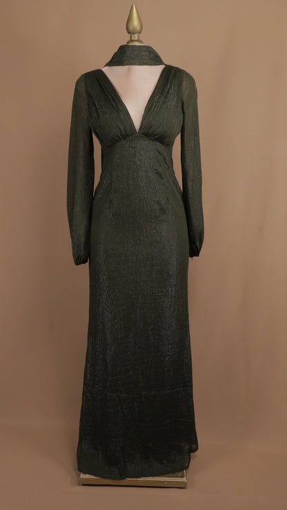 Vestido largo manga larga con destellos