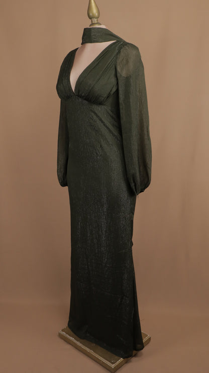 Vestido largo manga larga con destellos