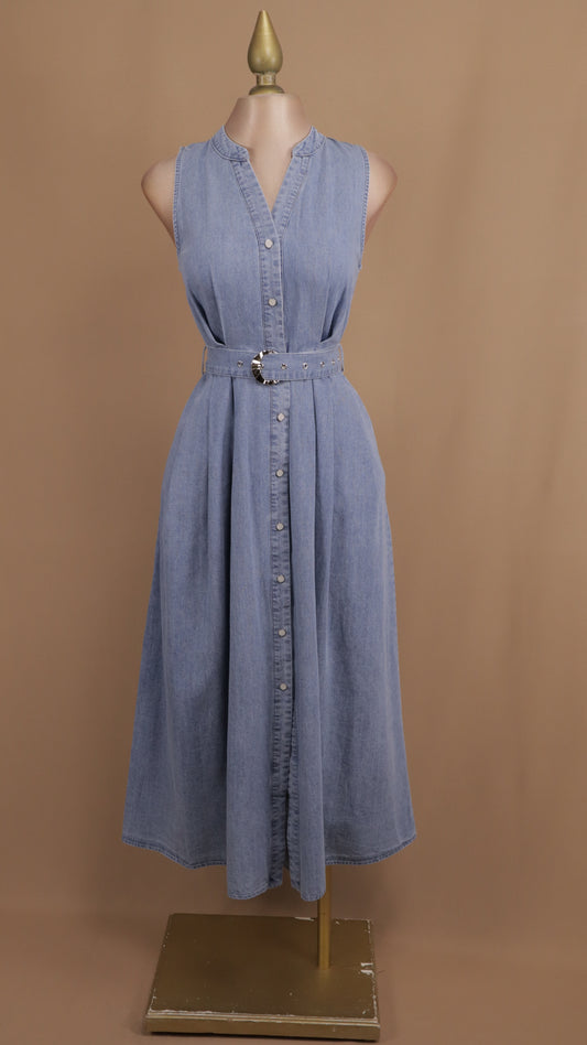 Vestido midi de mezclilla con cinto