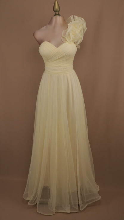 Vestido largo de tul con escote corazón
