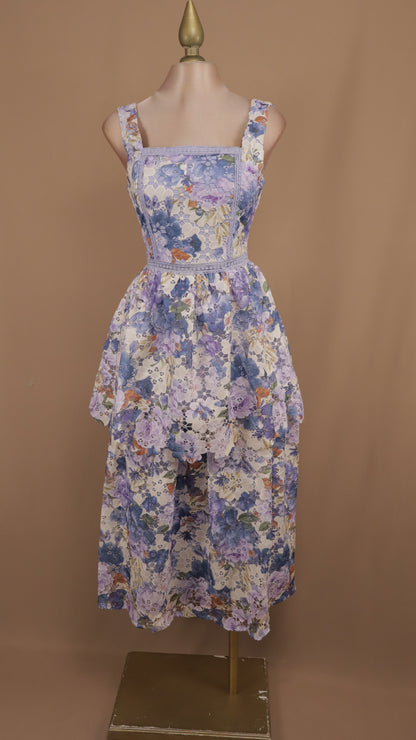 Vestido midi estampado de encaje