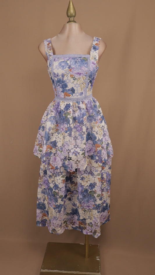 Vestido midi estampado de encaje