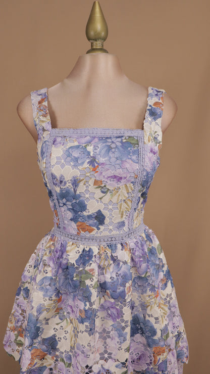 Vestido midi estampado de encaje