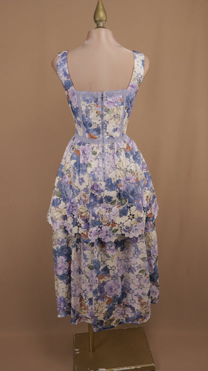 Vestido midi estampado de encaje