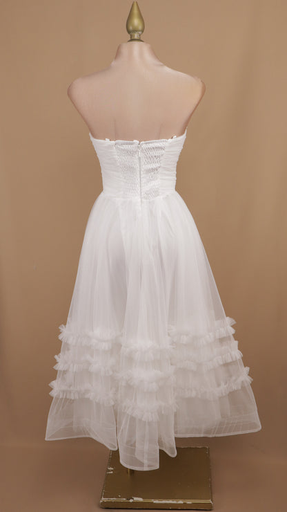 Vestido midi estraple de tul