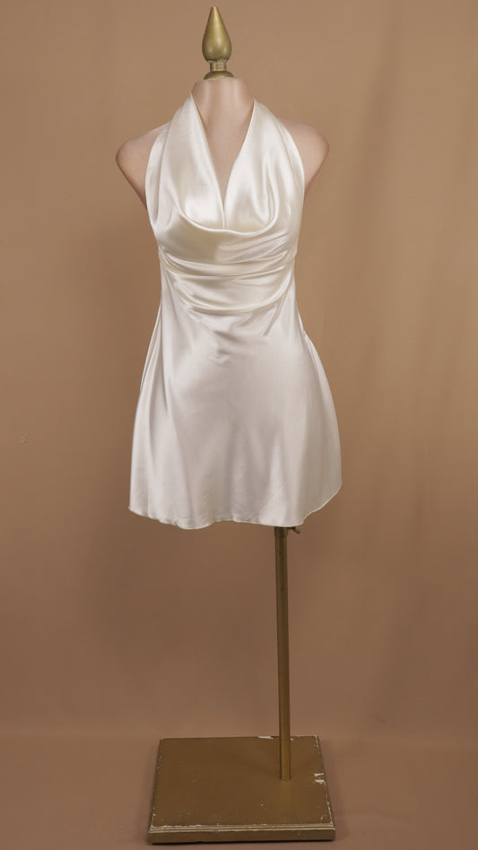 vestido corto halter satinado