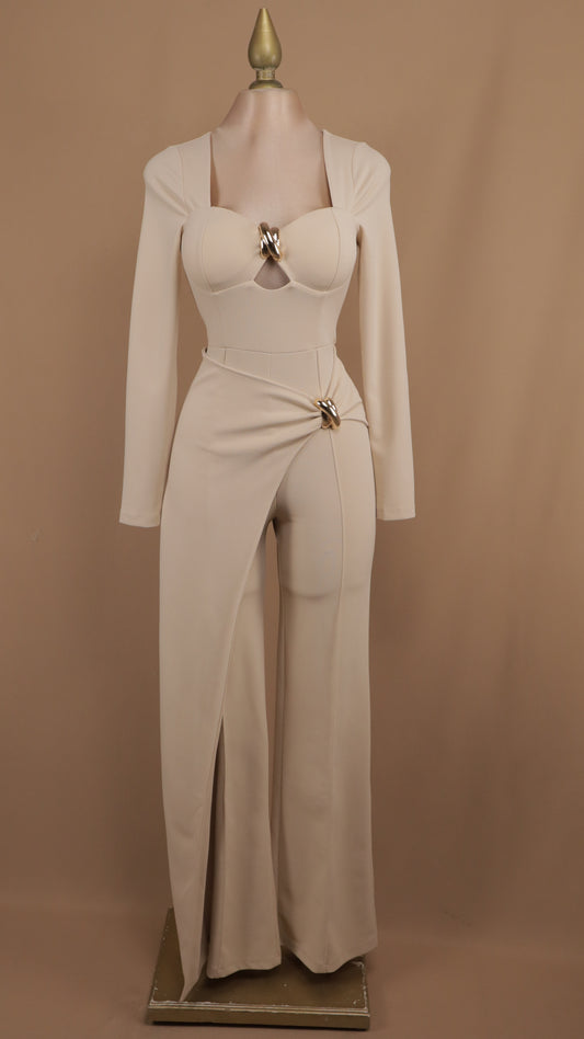 Palazzo manga larga con escote en busto