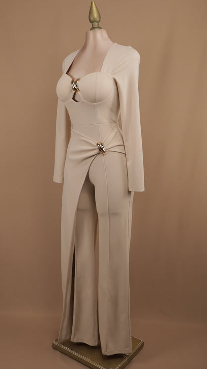 Palazzo manga larga con escote en busto